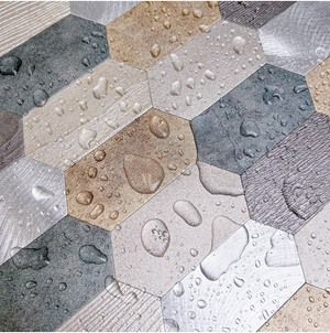 Zelfklevende Mozaïek Steenstrip Hexagon turqoise brons zilver