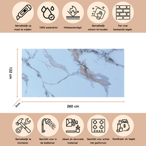 PVC marmeren wandpanelen - Carnico Glans Grijs - 260x122cm