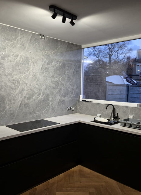 PVC marmeren wandpanelen - Silver Wave glans grijs - 260x122cm