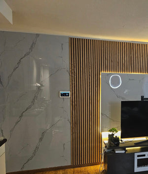 PVC marmeren wandpanelen - Hoogglans Carrara wit - 260x122cm