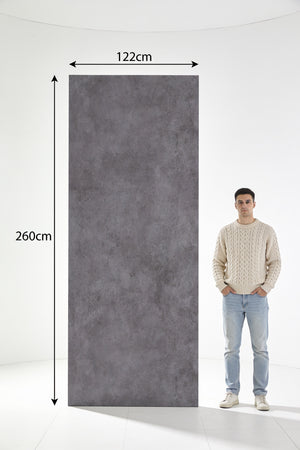 PVC marmeren wandpanelen - Beton look Mat Grijs - 260x122cm