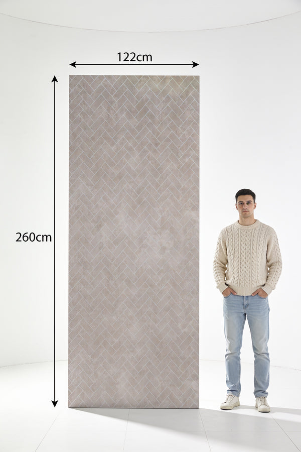 SPC marmeren wandpanelen - Visgraat grijs - 263x122cm 4mm (Met kliksysteem)
