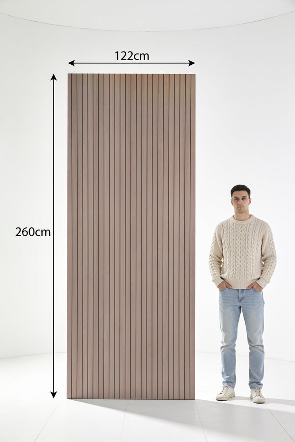 SPC marmeren wandpanelen - Latten naturel walnoot - 263x122cm 4mm (Met kliksysteem)
