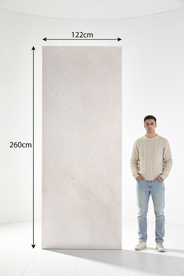 SPC marmeren wandpanelen - Urban light concrete beige - 263x122cm 4mm (Met kliksysteem)