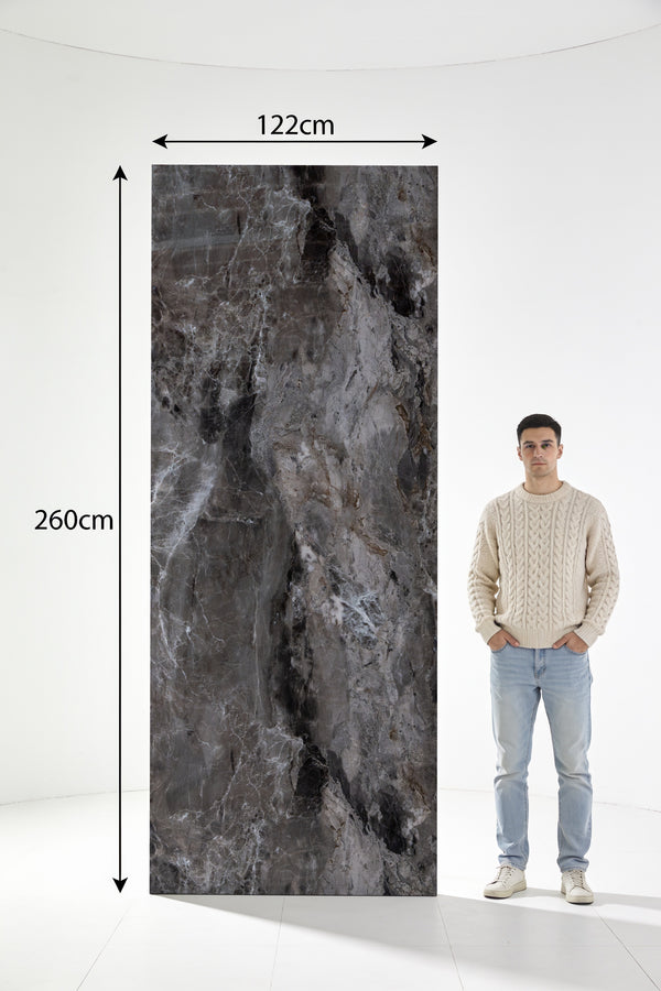 PVC marmeren wandpanelen - Hoogglans Stormy Dark - 260x122cm