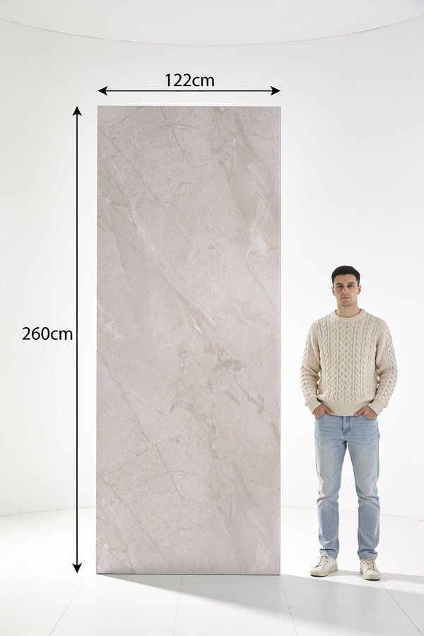PVC marmeren wandpanelen - Taupe Marble MATTE - 260x122cm
