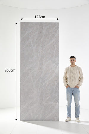 PVC marmeren wandpanelen - Carnico Glans Grijs - 260x122cm