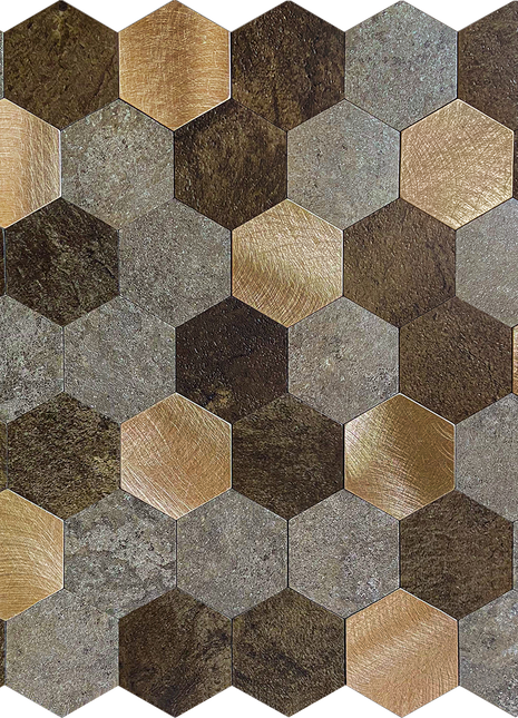 Zelfklevende Mozaïek Steenstrip Hexagon koper