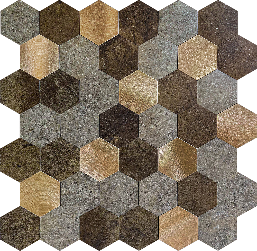 Zelfklevende Mozaïek Steenstrip Hexagon koper