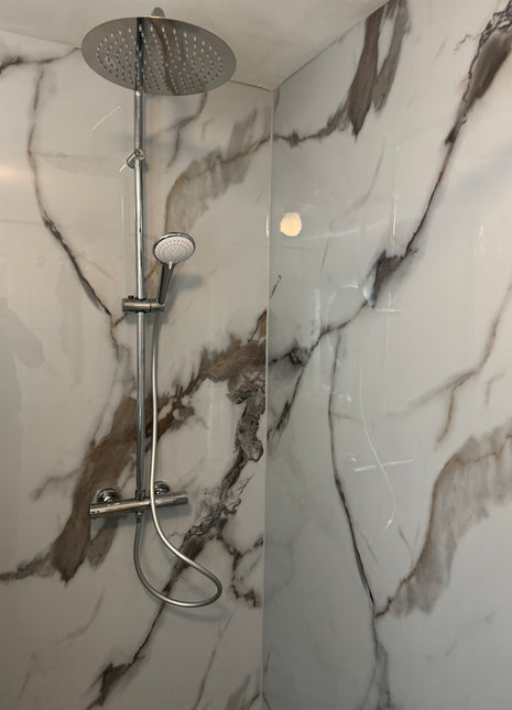 PVC marmeren wandpanelen - Hoogglans Calacatta wit - 260x122cm