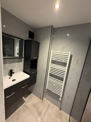 PVC marmeren wandpanelen - Hoogglans Carrara wit - 260x122cm