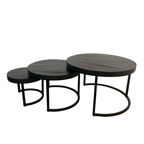 Mangohouten salontafel zwarte set Romy