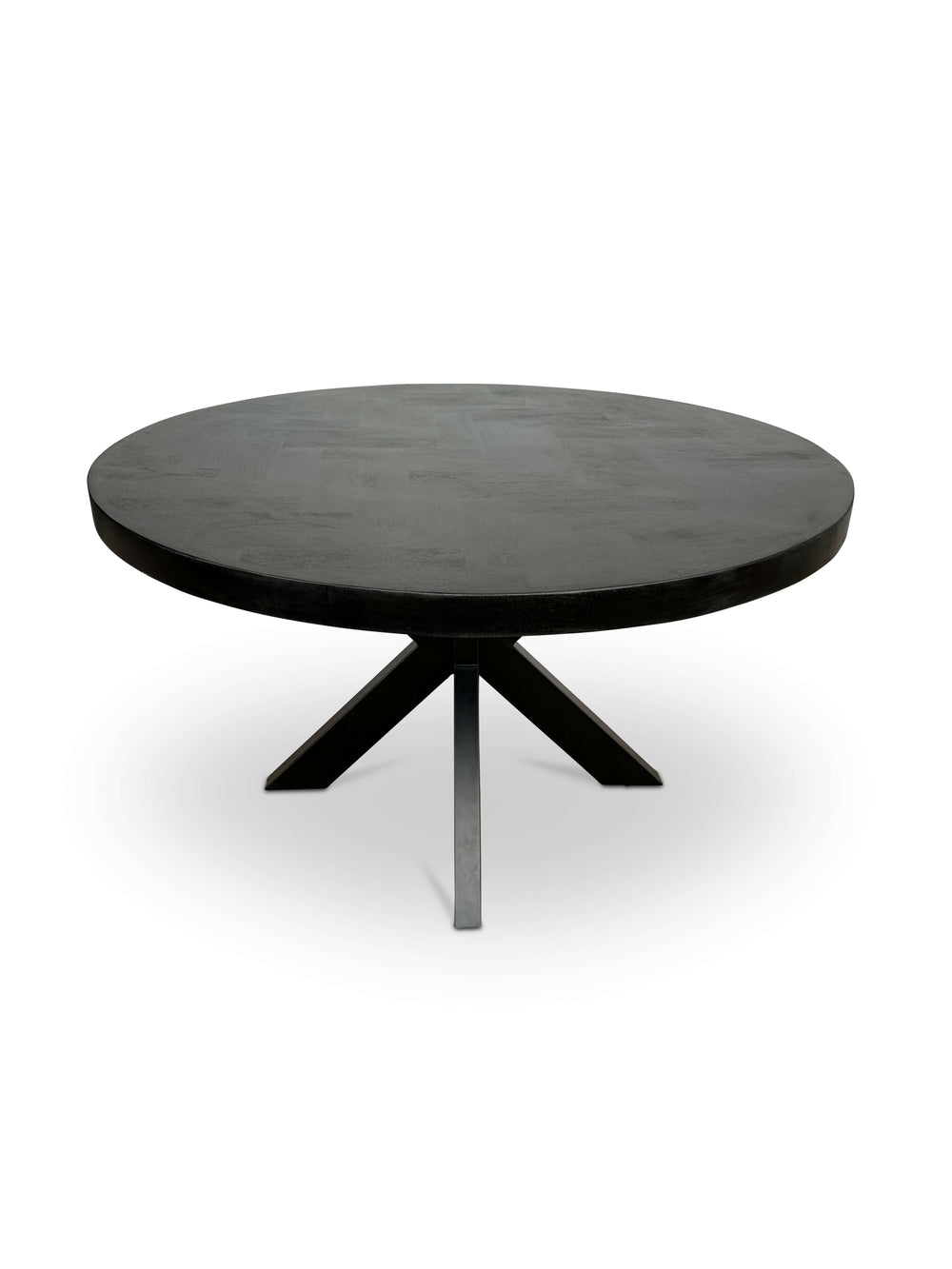 Moderne Mangohouten Ronde Eettafel - met Visgraat Patroon (120cm)