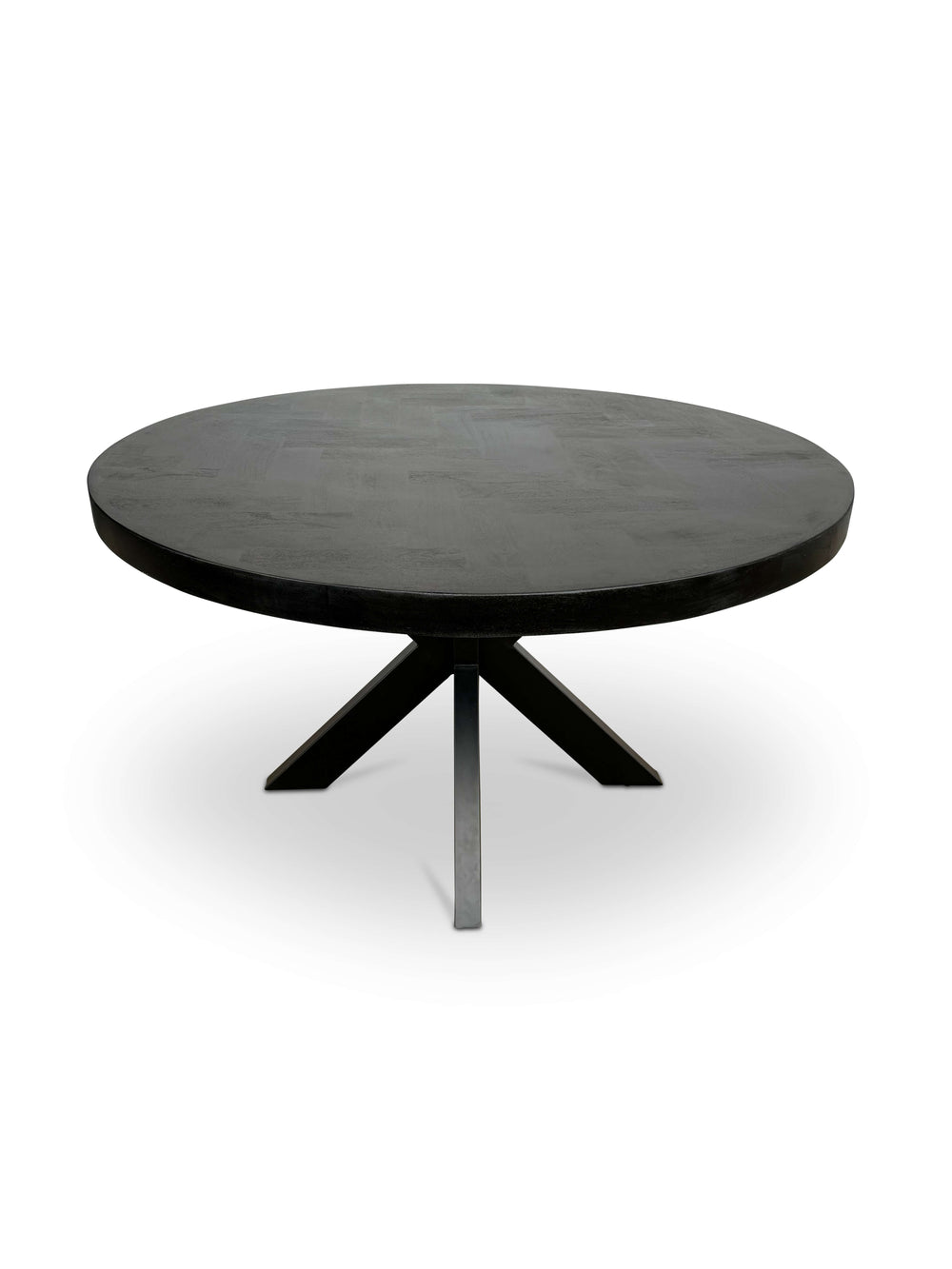 Moderne Mangohouten Ronde Eettafel - met Visgraat Patroon (150cm)