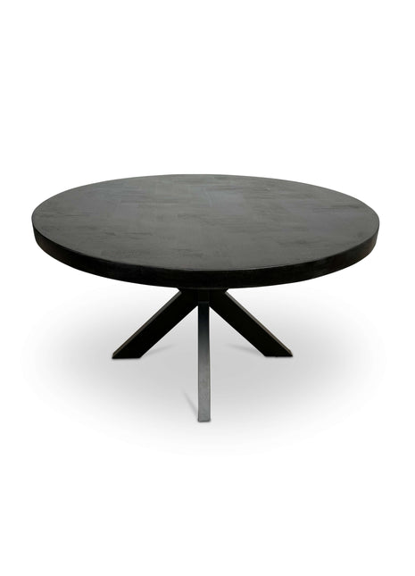 Moderne Mangohouten Ronde Eettafel - met Visgraat Patroon (130cm)