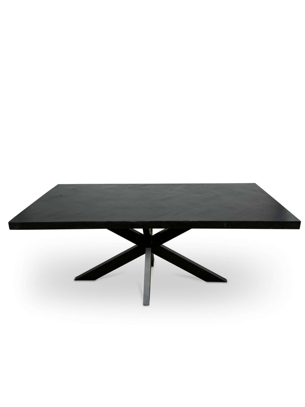 Moderne Mangohouten Rechthoekige Eettafel - zwart met Visgraat Patroon (180cm)