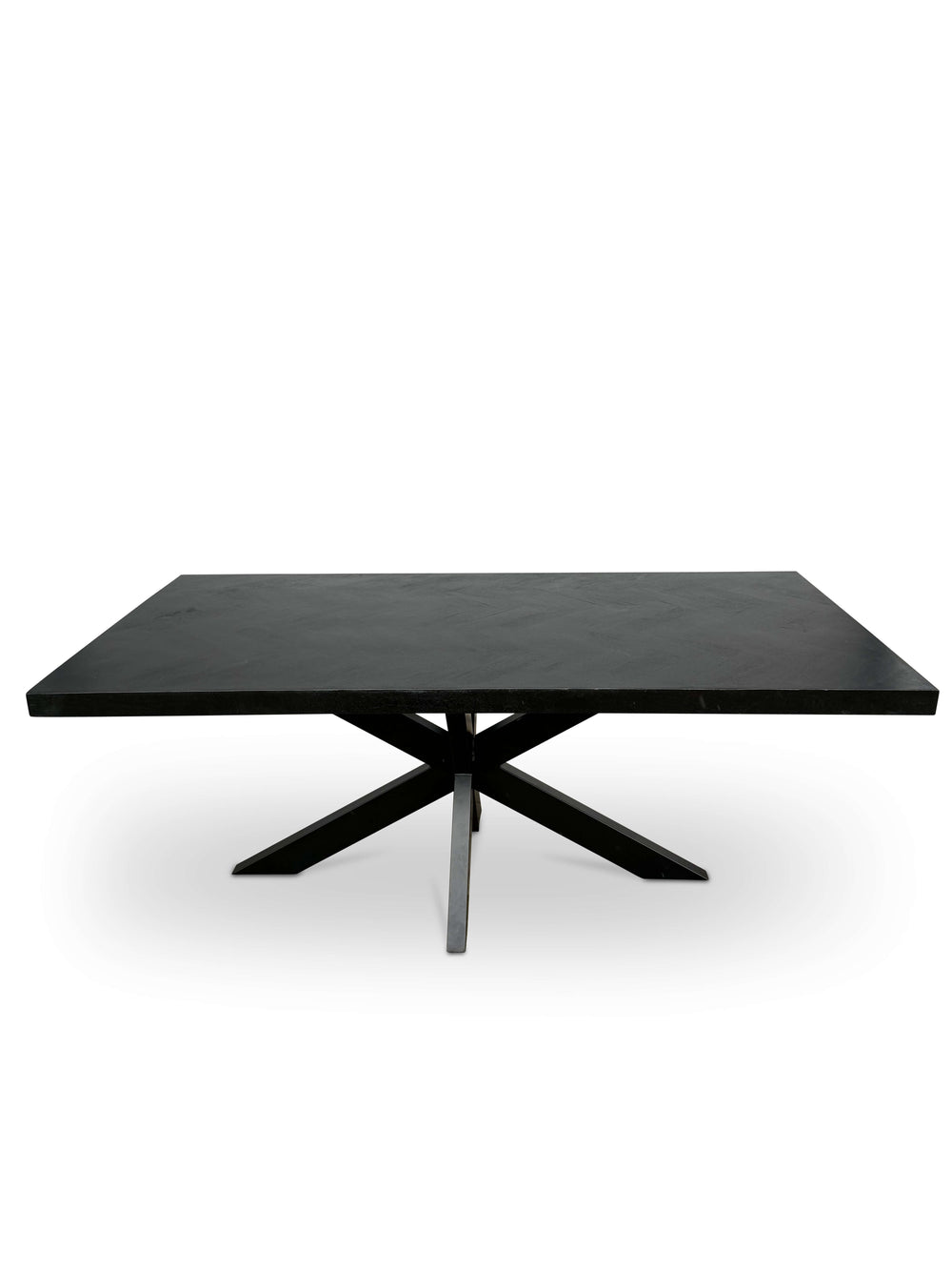 Moderne Mangohouten Rechthoekige Eettafel - zwart met Visgraat Patroon (220cm)
