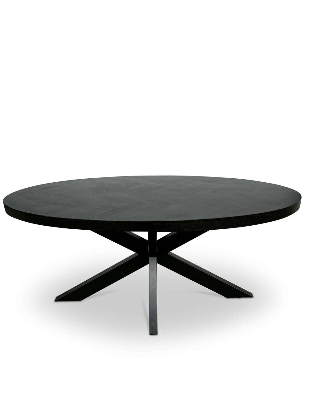 Moderne Mangohouten Eettafel - Zwart met Visgraat Patroon (160cm)