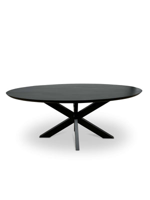 Stijlvolle Mangohouten Eettafel - Zwart met Verjongde Rand (190cm)