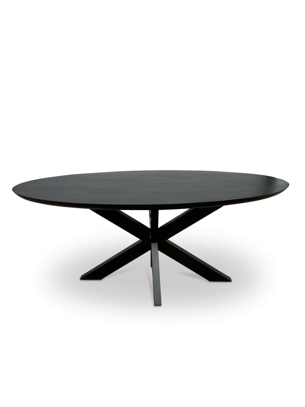 Stijlvolle Mangohouten Eettafel - Zwart met Verjongde Rand (190cm)