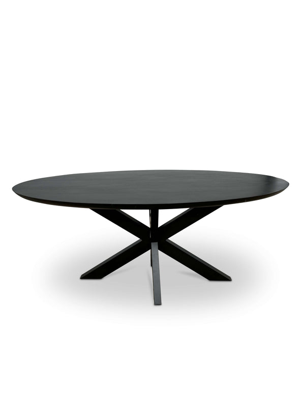 Stijlvolle Mangohouten Eettafel - Zwart met Verjongde Rand (260cm)