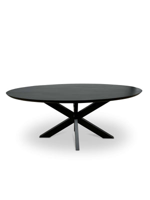 Stijlvolle Mangohouten Eettafel - Zwart met Verjongde Rand (220cm)