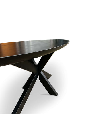 Stijlvolle Mangohouten Eettafel - Zwart met Verjongde Rand (190cm)