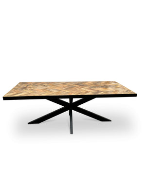 Moderne Mangohouten Rechthoekige Eettafel - met Visgraat Patroon (180cm)