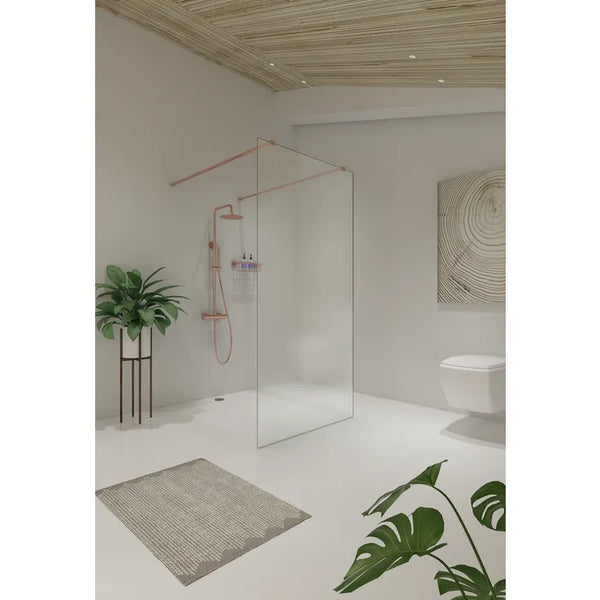 Saniclear Redro vrijstaande douchewand 90x200cm geborsteld koper