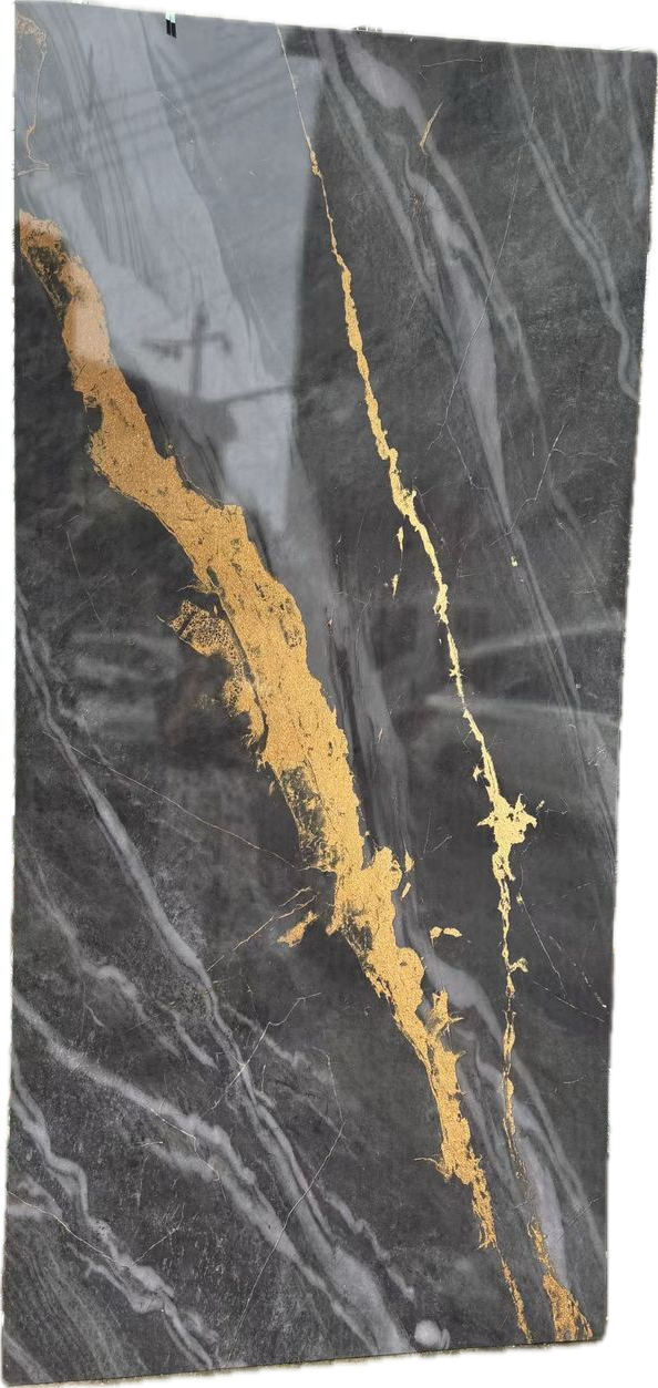 PVC marmeren wandpanelen - Hoogglans Grigio Orobico Gold  - 260x122cm