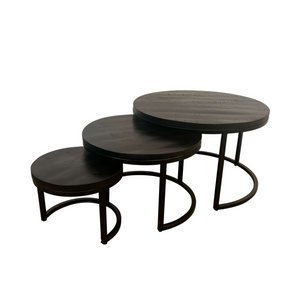 Mangohouten salontafel zwarte set Romy