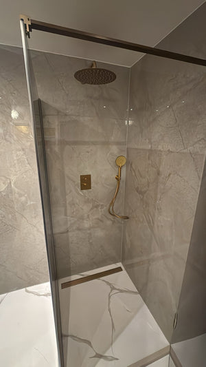 PVC marmeren wandpanelen - Hoogglans Glazed Taupe Marble - 260x122cm