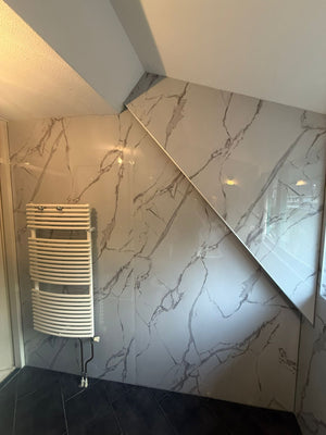 PVC marmeren wandpanelen - Hoogglans Bianco Venato wit - 260x122cm