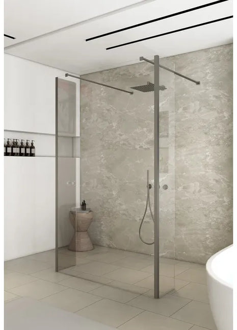 Saniclear Redro vrijstaande douchewand 90cm met zijwanden van 30cm RVS