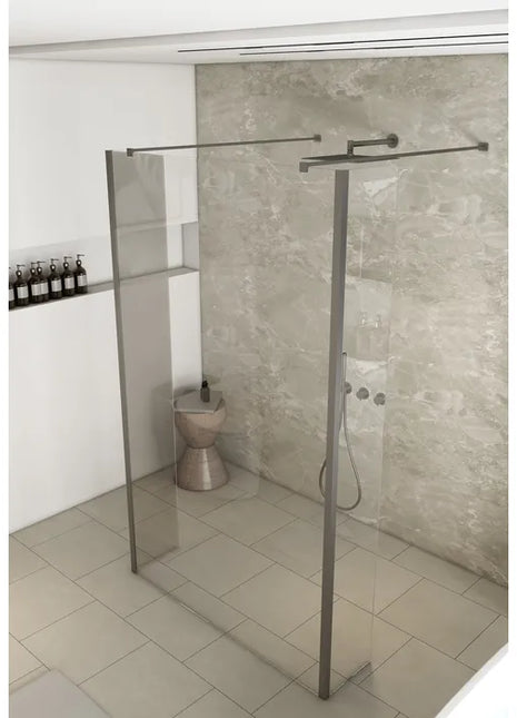 Saniclear Redro vrijstaande douchewand 90cm met zijwanden van 30cm RVS