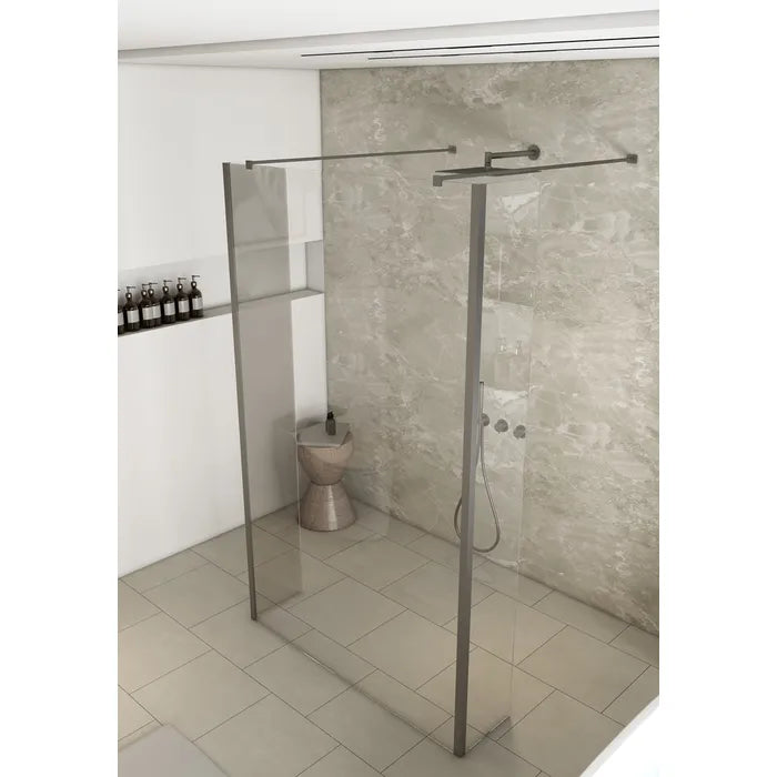 Saniclear Redro vrijstaande douchewand 90cm met zijwanden van 30cm RVS