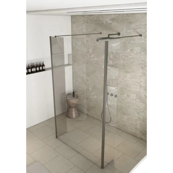 Saniclear Redro vrijstaande douchewand 90cm met zijwanden van 30cm RVS