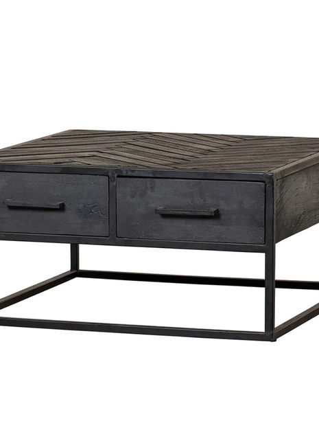 Mangohouten salontafel Daan zwart 80x80