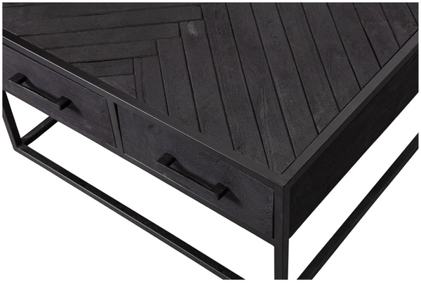 Mangohouten salontafel Daan zwart 80x80