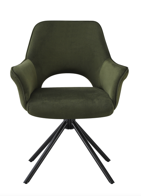 Eetkamerstoel Fleur Velvet Donker Groen 180° Draaibaar