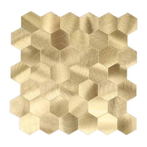 Zelfklevende Mozaïek Steenstrip Hexagon Geborsteld Goud