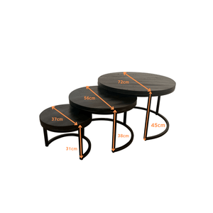 Mangohouten salontafel zwarte set Romy