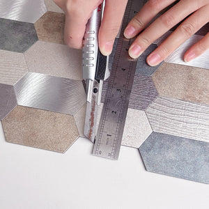 Zelfklevende Mozaïek Steenstrip Hexagon turqoise brons zilver