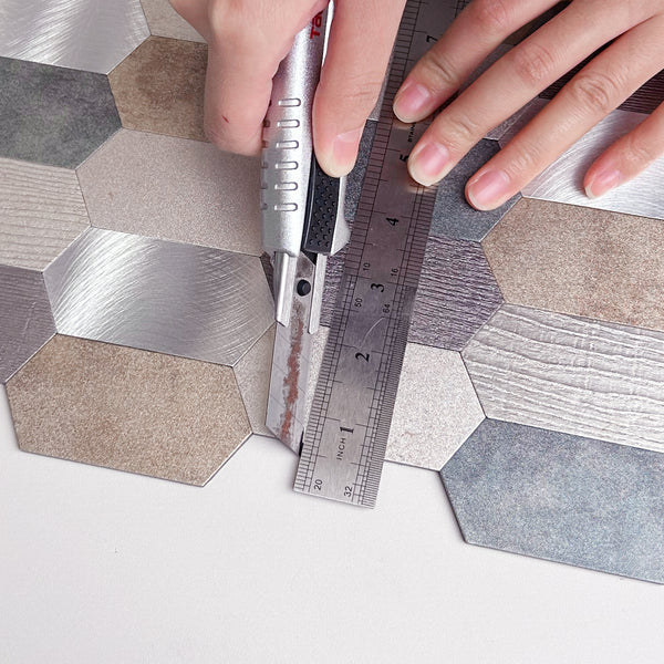 Zelfklevende Mozaïek Steenstrip Hexagon turqoise brons zilver