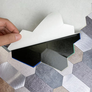 Zelfklevende Mozaïek Steenstrip Hexagon turqoise brons zilver