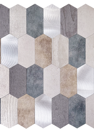 Zelfklevende Mozaïek Steenstrip Hexagon turqoise brons zilver