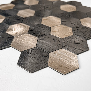 Zelfklevende Mozaïek Steenstrip Hexagon Geborsteld antraciet goud