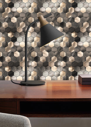 Zelfklevende Mozaïek Steenstrip Hexagon Geborsteld antraciet goud