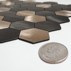 Zelfklevende Mozaïek Steenstrip Hexagon Geborsteld antraciet goud