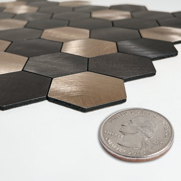 Zelfklevende Mozaïek Steenstrip Hexagon Geborsteld antraciet goud